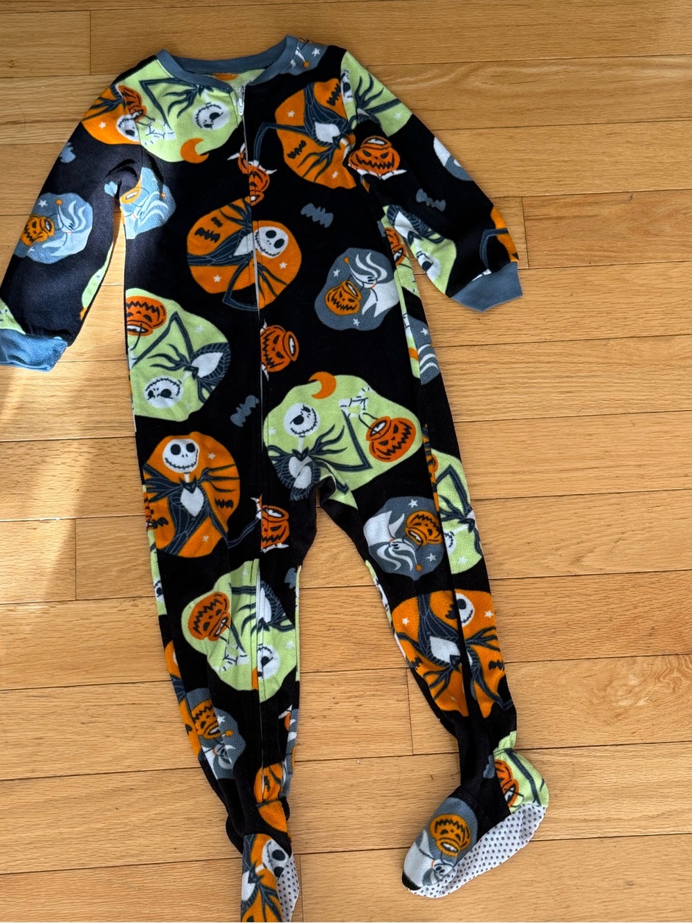 Halloween Jack Skellington Kids One-Piece Footed Pajamas Black & Orange Size 4T